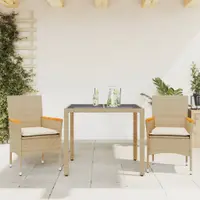 Gossi set mobilier de gradina cu perne 3 piese bej poliratan & sticla