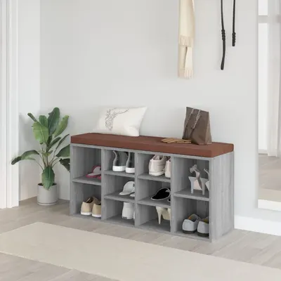 vidaXL Bancă pentru pantofi, gri sonoma, 103x30x48 cm, lemn prelucrat