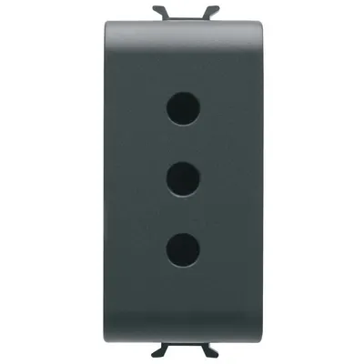 Priza italiana 1 modul Gewiss Chorus GW12201, 2P+E 10A - tip iesire P11, negru satin