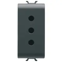 Priza italiana 1 modul Gewiss Chorus GW12201, 2P+E 10A - tip iesire P11, negru satin