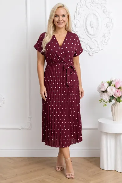 Rochie midi bordo din vascoza cu...