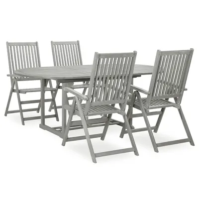vidaXL Set mobilier de grădină cu 5 piese (150-200) x 100 cm, lemn masiv de acacia, gri