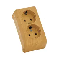 Priza aparenta dubla 16 A - 250 VA, Schuko 2P+T fara protectie pentru copii,culoare Fag