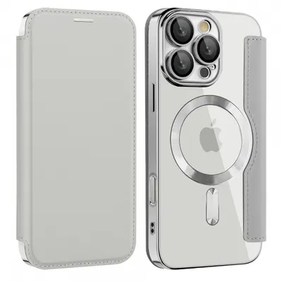 Husa MagSafe pentru Samsung Galaxy A17 5G, Techsuit, SmartMag Book, Gri