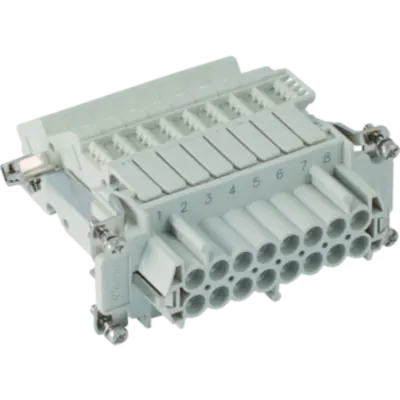 Insert pentru conector Mama - 77X27 - 16P + E 16A 500V / 6kV / 3 - SCREW TERMINAL BLOCK - STÂNGA - GRI