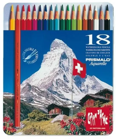 Creioane acuarele colorate Caran d'Ache Prismalo – 18 culori