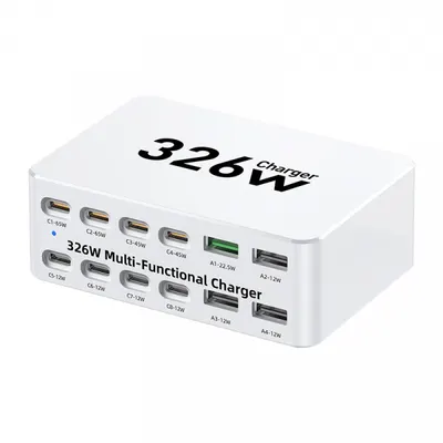 Incarcator Statie OEM WLX-818E, 326W, 3.25A, 4 x USB-A - 8 x USB-C, Alb