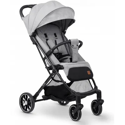 Carucior cu pliere compacta pentru copii cu suspensii,spatar reglabil,bara de protectie detasabila,capotina cu protectie UV,husa de transport,husa picioare si husa ploaie,dimensiuni compatibile avion Nukido Paseo Gri deschis