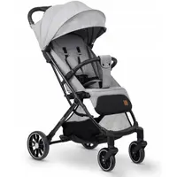 Carucior cu pliere compacta pentru copii cu suspensii,spatar reglabil,bara de protectie detasabila,capotina cu protectie UV,husa de transport,husa picioare si husa ploaie,dimensiuni compatibile avion Nukido Paseo Gri deschis