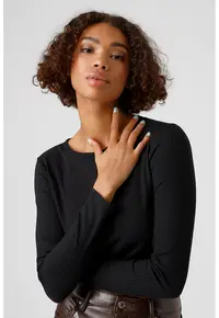 Bluza crop cu aspect striat - Negru