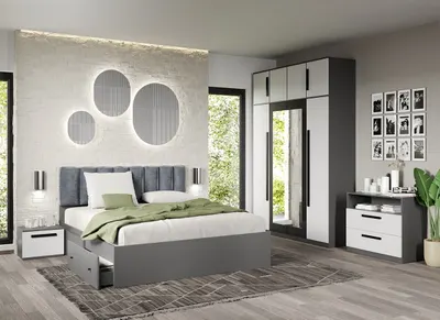 Set dormitor complet Alb cu Gri - Dallas - C01