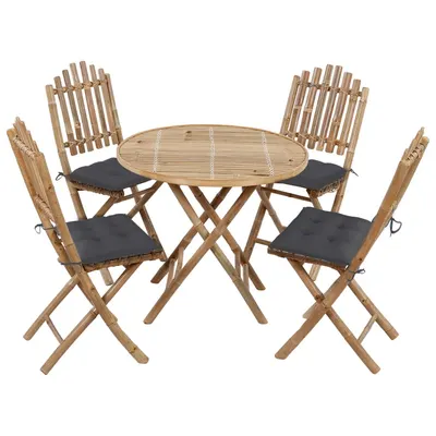 Gossi set mobilier de exterior pliabil, cu perne, 5 piese, bambus