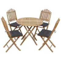 Gossi set mobilier de exterior pliabil, cu perne, 5 piese, bambus