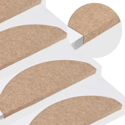 vidaXL Covorașe de scări autoadezive, 10 buc., bej, 65x22,5x3,5 cm