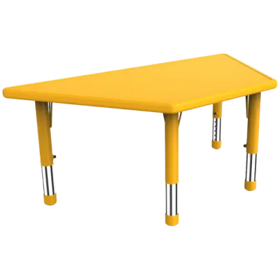 Masa trapezoidala galbena din plastic reglabila marimea 1-3 pentru gradinita