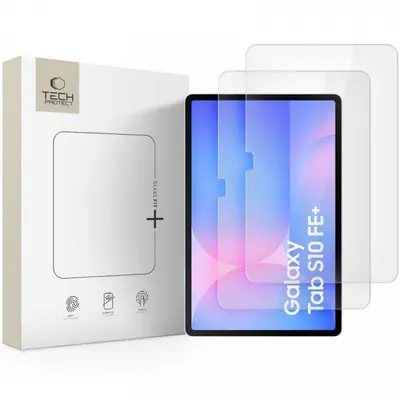 Folie de protectie Ecran Tech-Protect FIT+ pentru Samsung Galaxy Tab S10 FE+, Sticla Securizata, Full Glue, Set 2 bucati, 2.5D