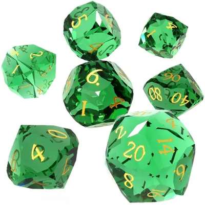 Set de zaruri GlassStaff - Glass RPG Dice Set, Emerald Dagger (7 buc.)