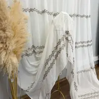 Perdea Alba, Luxury, tip In cu Broderie Maro, 400cm latime x 270cm inaltime cu rejansa pt sina