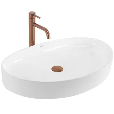 Lavoar cu montare pe blat 65 cm, oval, alb lucios, Rea Sabina