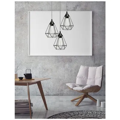 Lampa suspendata PAOLO Negru Metal Negru & Alb Fabric Wire LED E27 3x12W IP20 Fara bec