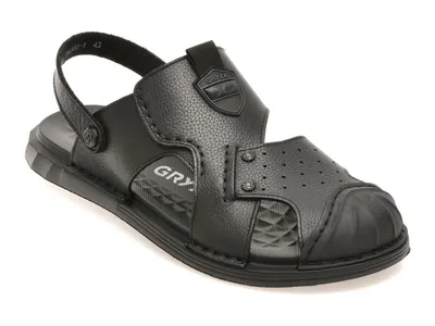 Sandale GRYXX negre, T6388, din piele naturala