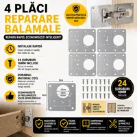 Set 4 bucati suporti de reparare balamale pentru dulap, Otel