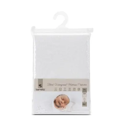Protectie impermeabila saltea bebe, tip cearsaf cu elastic, Lorelli, 70 x 140 + 20 cm, Alb