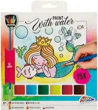 Kit creativ de pictură în apă Grafix Colouring - Sirenă, с 15 de coli și perie