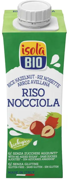 Băutură organică de orez și alune, fără gluten, 250 ml, Isola Bio