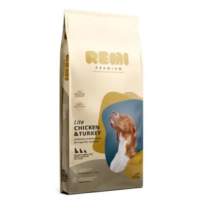Hrana uscata pentru caini Remi Premium Premium Lite All Sizes cu Pui și Curcan 12.5kg