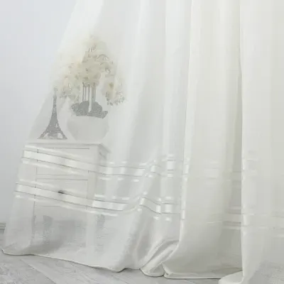Perdea Lines tip IN plin, Ivoire, 140cm latime x 260cm inaltime, cu rejansa pt bara