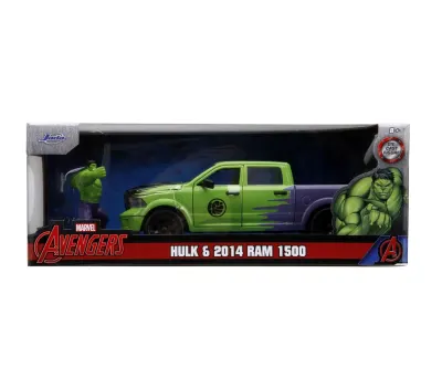 Masina din metal si figurina, Jada, Marvel, Hulk si 2014 Ram 1500, 1:24