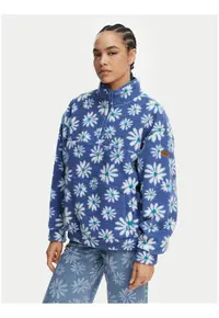Hanorac sport pentru dama - model floral - oversize - albastru - poliester