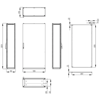 Dulap inseriabil cu 1 usa IP55 I=2000 L=1000 A=400 mm