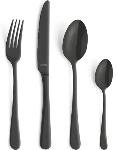 Set tacâmuri Amefa - Austin, 24 piese, negru mat cu acoperire PVD