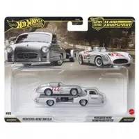 Transportator cu masinuta Hot Wheels, Car Culture Team Transport, Mercedes-Benz 300 SLR si Mercedes-Benz Renntransporter, JHX90