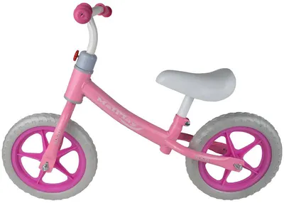 Bicicleta fara pedale cu roti de 12 inch din spuma EVA, cu scaun si ghidon reglabile in inaltime, Push Sport Roz, inaltime sezut 29-34 cm, de la 3 ani, inaltime recomandata 80-108 cm