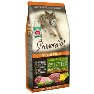 Primordial Grain-Free Holistic Dog Adult cu Carne de Caprioara si Curcan, 12 kg
