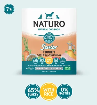 Caserola Naturo Senior cu Carne de Curcan, Orez si Legume 400g
