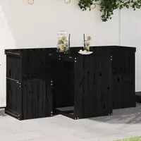 Gossi set de balcon cu 2 locuri, negru, lemn masiv de pin