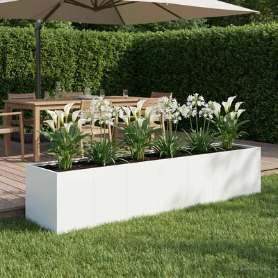 vidaXL Vază pentru Grădină Alb 280 x 80 x 60 cm Oțel laminat la rece