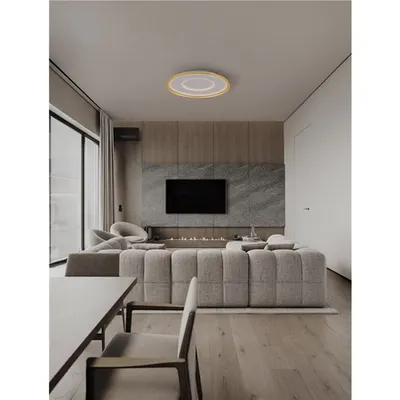 Plafoniera FIGIN Dimabil by Remote Control CCT Nisipiu Auriu Otel, Aluminiu & Acrylic LED 49 Wat 220-240Volt 2771Lm 2700 - 5000K IP20