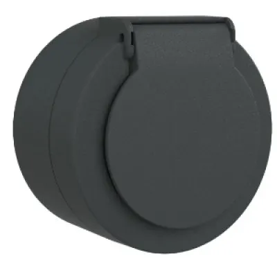 Priza Schuko cu capac PT xOne Ovivo OV00957, 16A, 250V, IP54, antracit