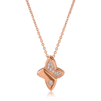 Lant cu pandantiv din aur roz cu diamante de 0.082ct