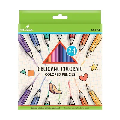 Creioane color hexagonale 24 buc/set, ECADA