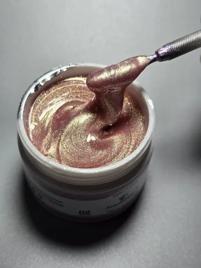 Gel UV Construcție FSM Unicorn 50gr Nr. 02 | Roz-Malvin cu Reflexii Aurii | fsm-romania.ro