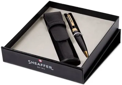 Set de pixuri Sheaffer 300 - Glossy Black, cu husă pentru stilou