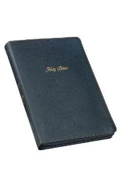 KJV Holy Bible, Thinline Large Print Faux Leather Red Letter Edition - Thumb Index & Ribbon Marker, King James Version, Black, Zipper Closure