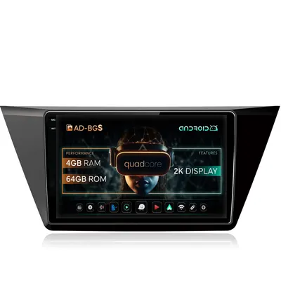 Navigatie 2K Volkswagen Touran (2016+), Android, S-Quadcore 4GB RAM + 64GB ROM, 10.36 Inch - AD-BGS100042K+AD-BGRKIT032