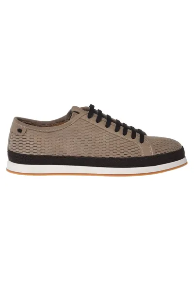 Pantofi sport de piele intoarsa cu perforatii - Bej